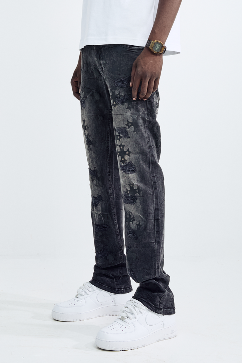 Black Light Men's Straight Fit Crossroad Jeans - Black