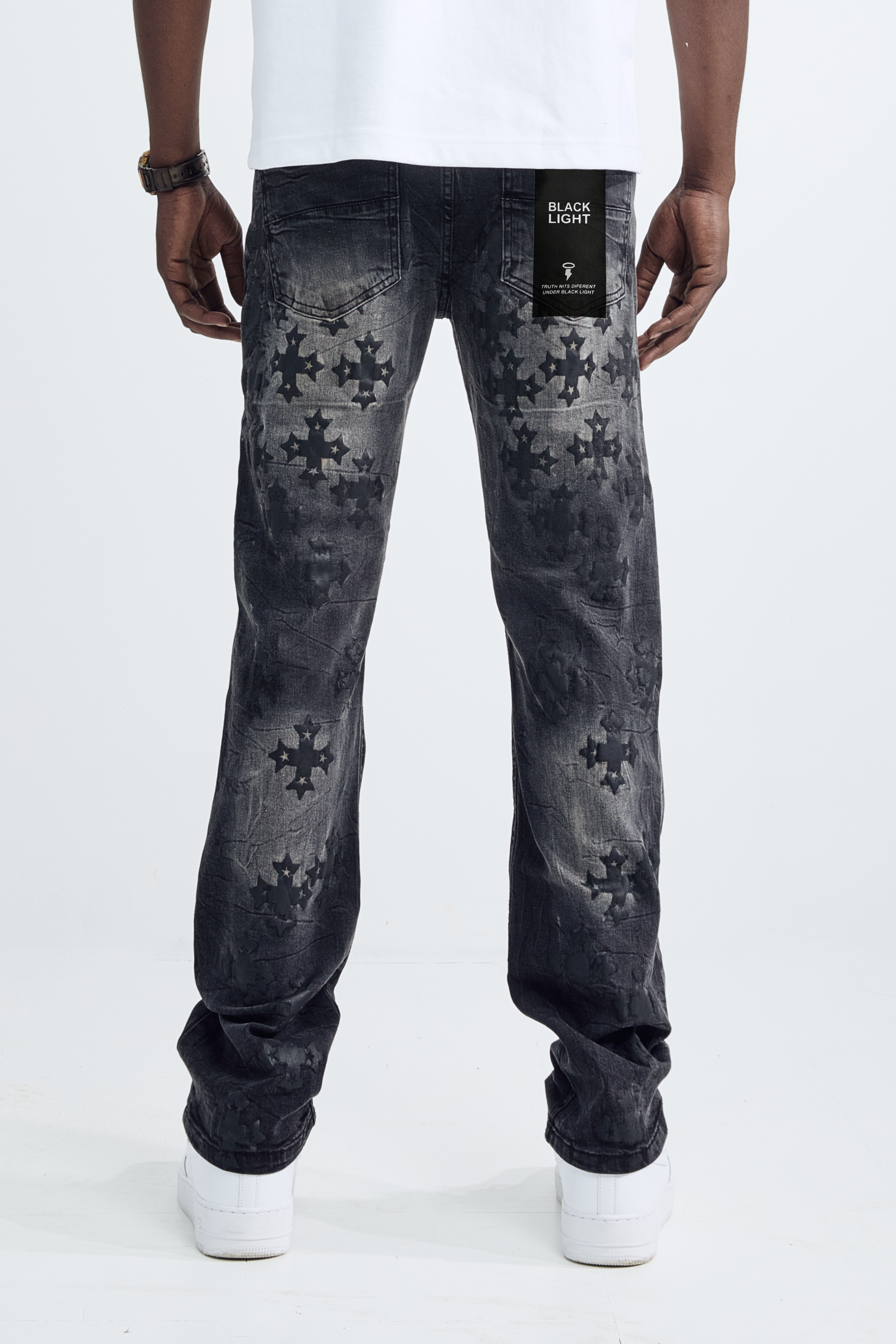 Black Light Men's Straight Fit Crossroad Jeans - Black