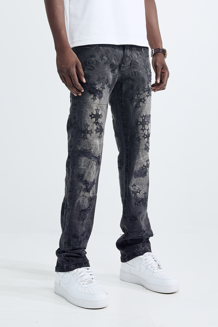 Black Light Men's Straight Fit Crossroad Jeans - Black