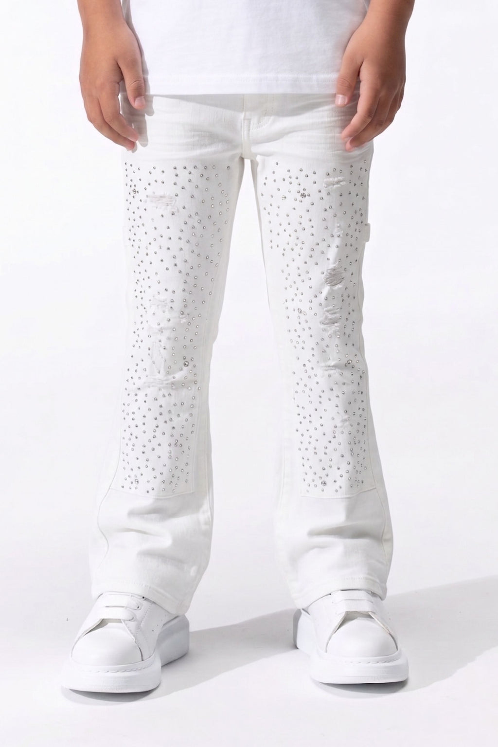 BOY'S RHINESTONE JEANS - WHITE