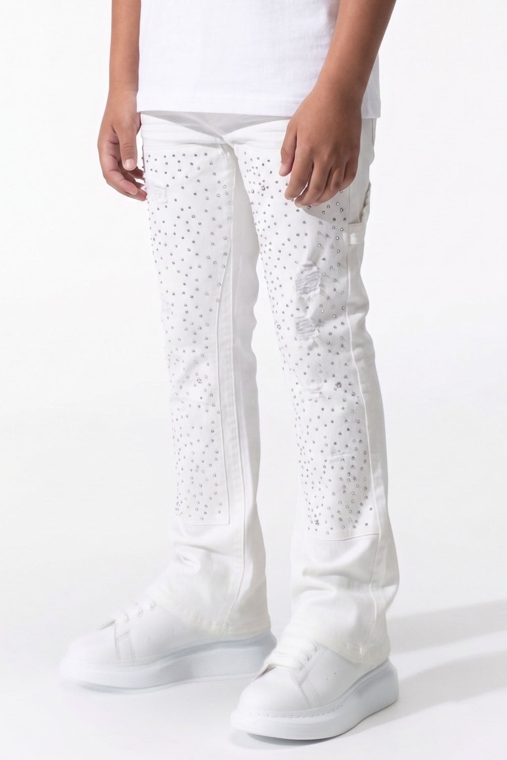 BOY'S RHINESTONE JEANS - WHITE