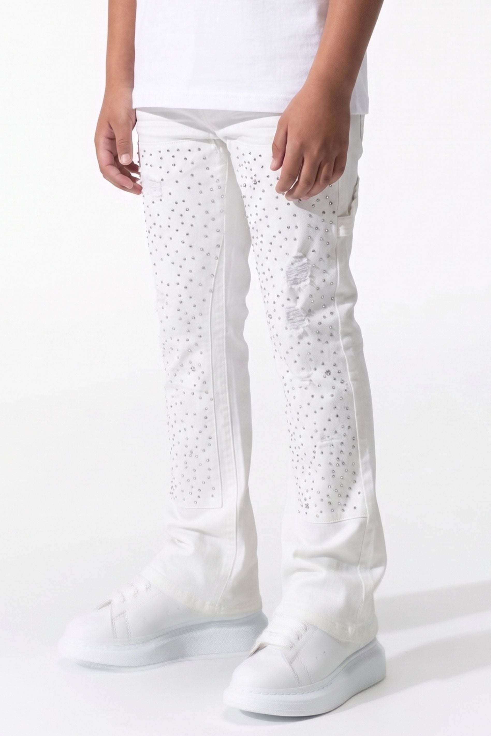 BOY'S RHINESTONE JEANS - WHITE