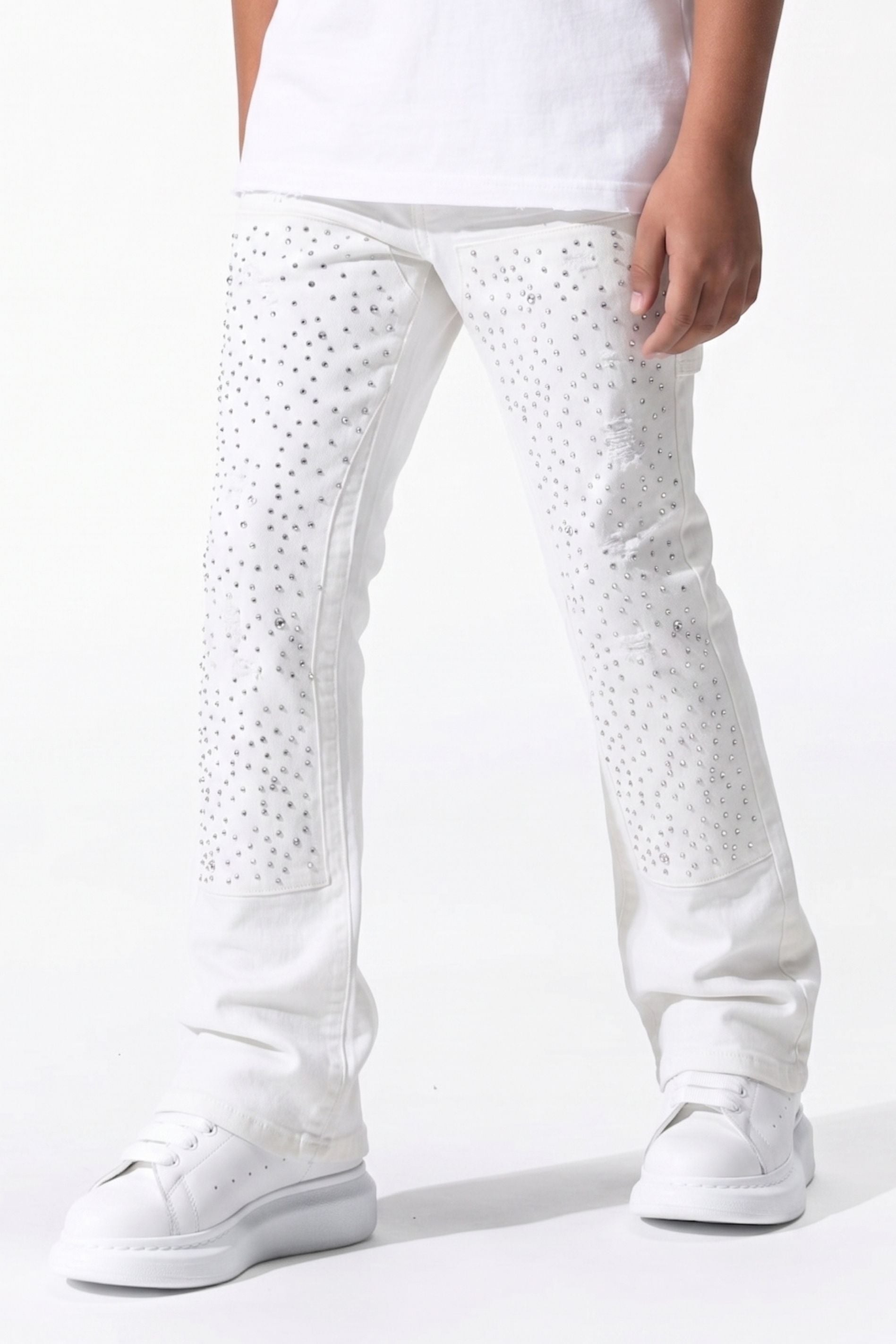 BOY'S RHINESTONE JEANS - WHITE