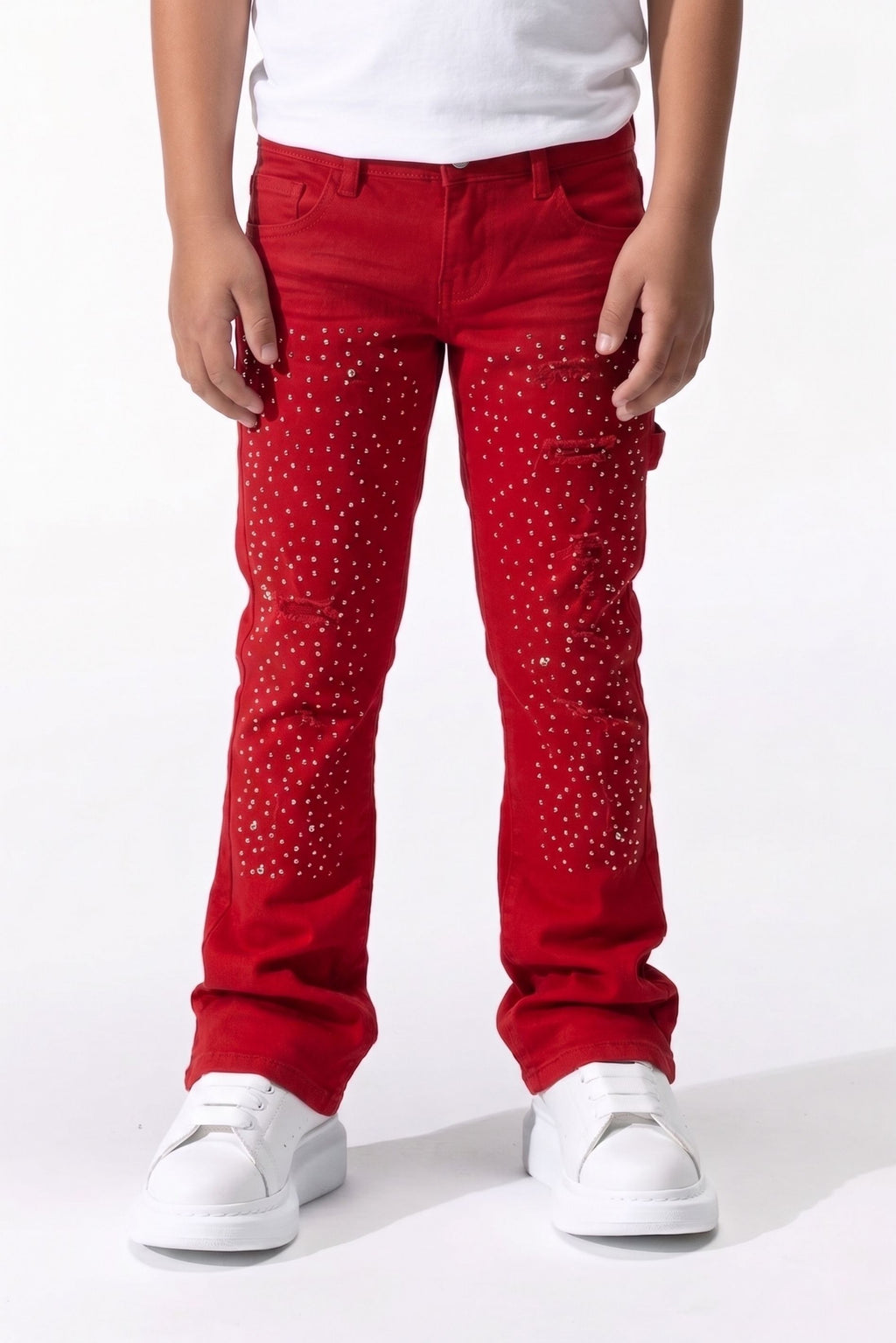 BOY'S RHINESTONE JEANS - RED