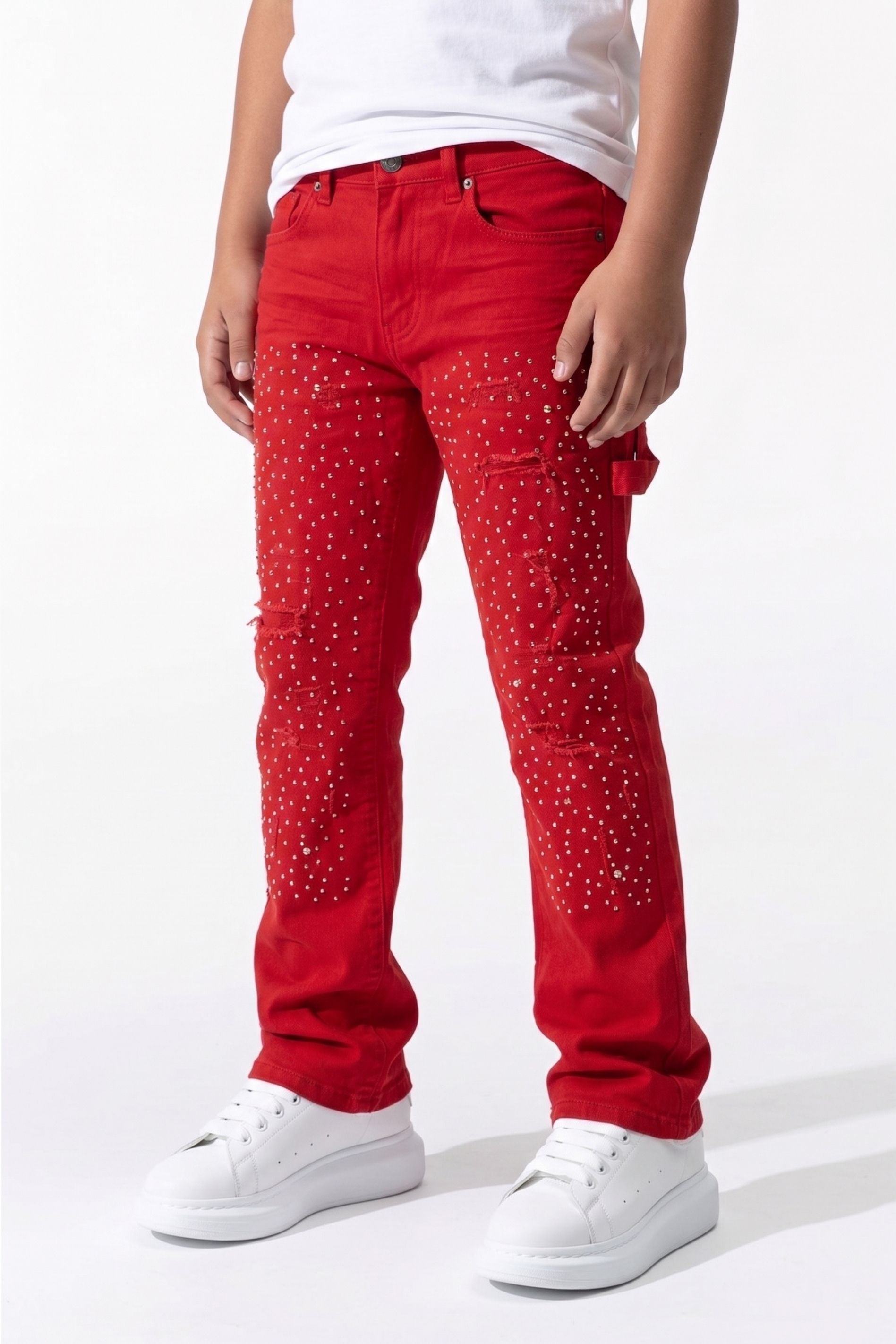 BOY'S RHINESTONE JEANS - RED