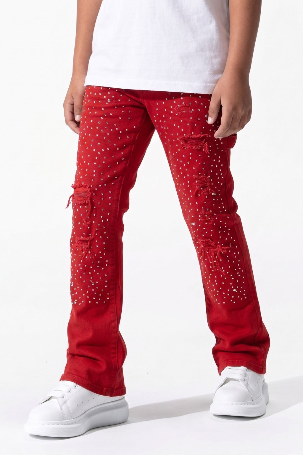 BOY'S RHINESTONE JEANS - RED