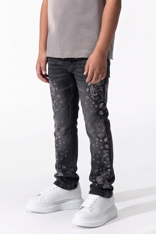 BOY'S APPLIQUE JEANS - BLACK