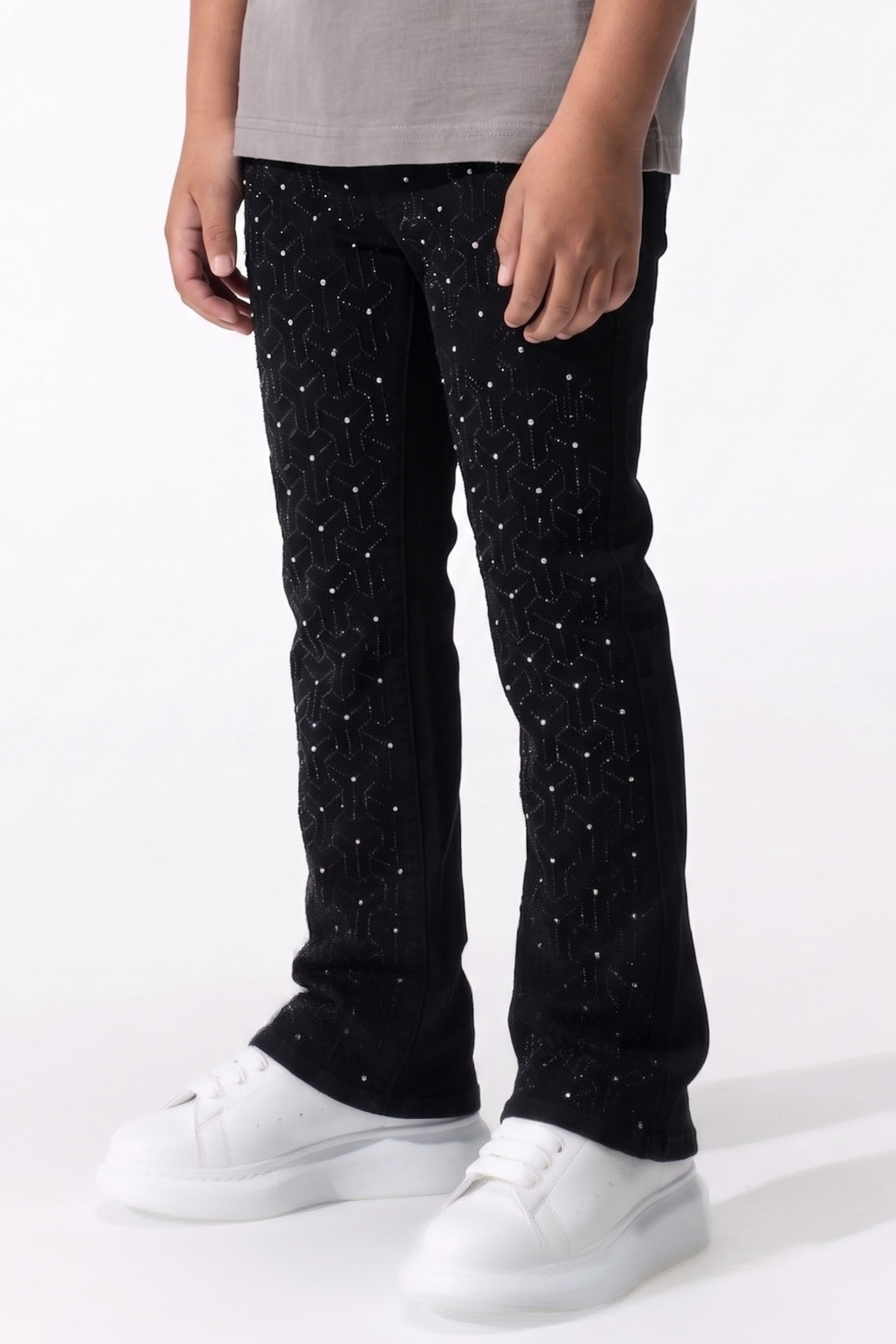 BOY'S GLIM FLARE FIT JEANS - JET BLACK