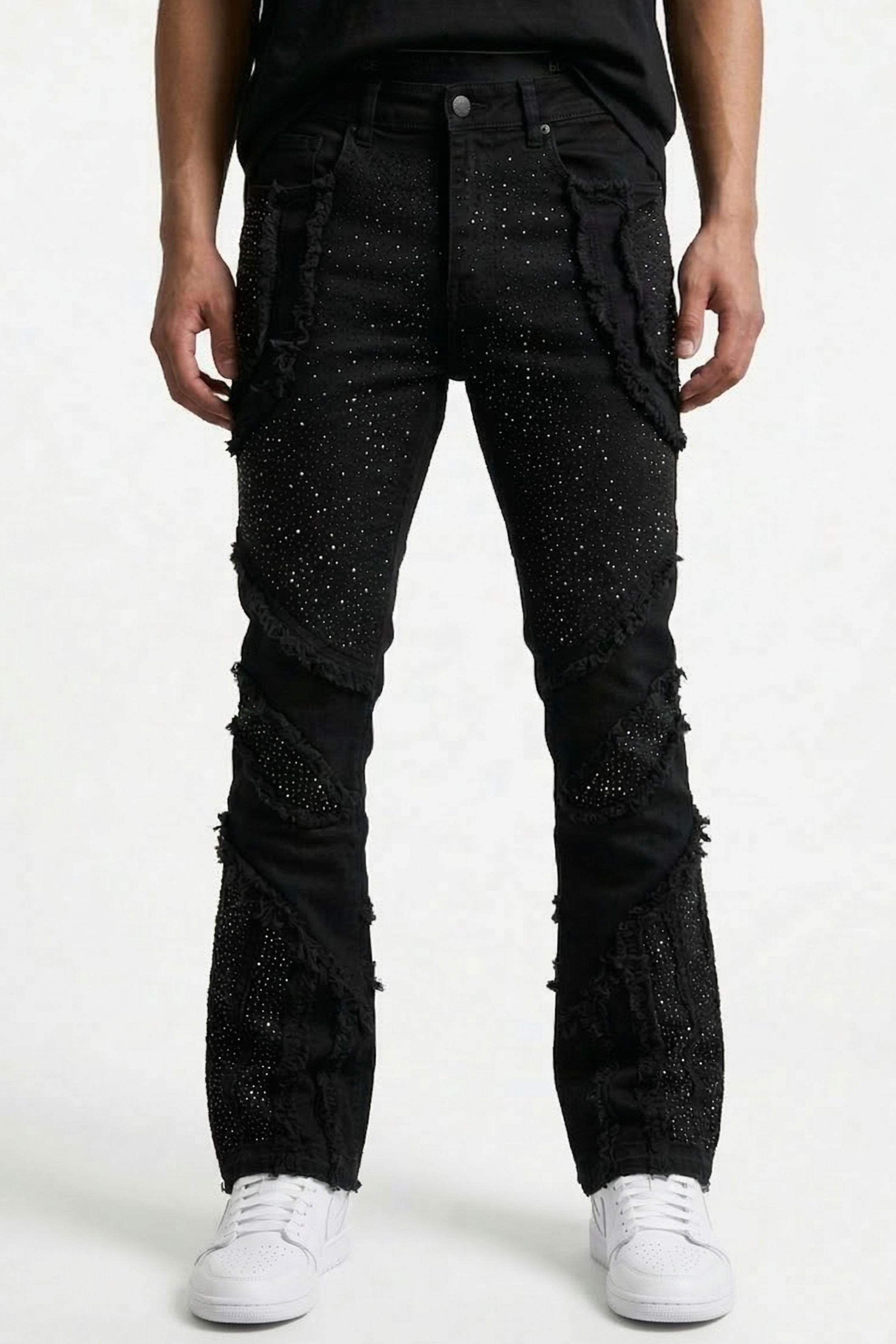 FRAYED JEANS - JET BLACK