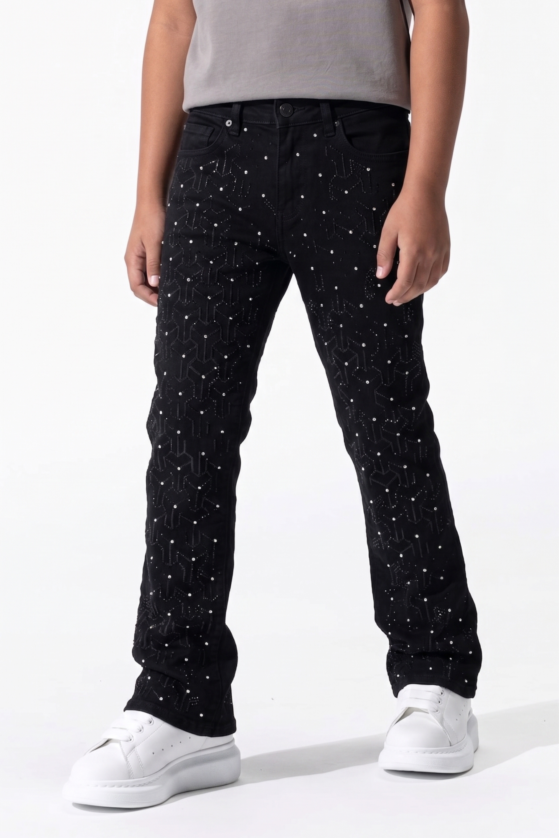 BOY'S GLIM FLARE FIT JEANS - JET BLACK