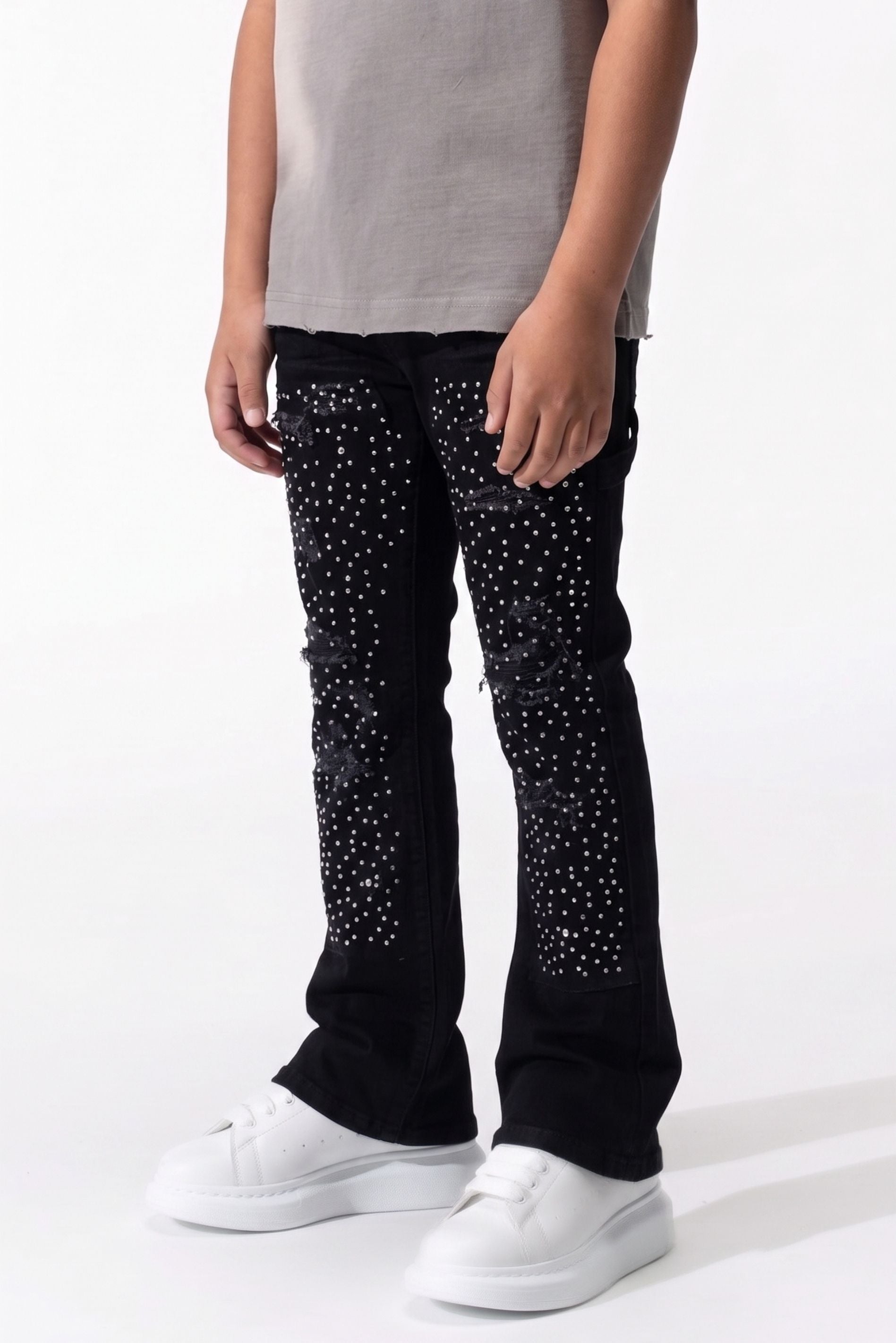 BOY'S RHINESTONE JEANS - JET BLACK