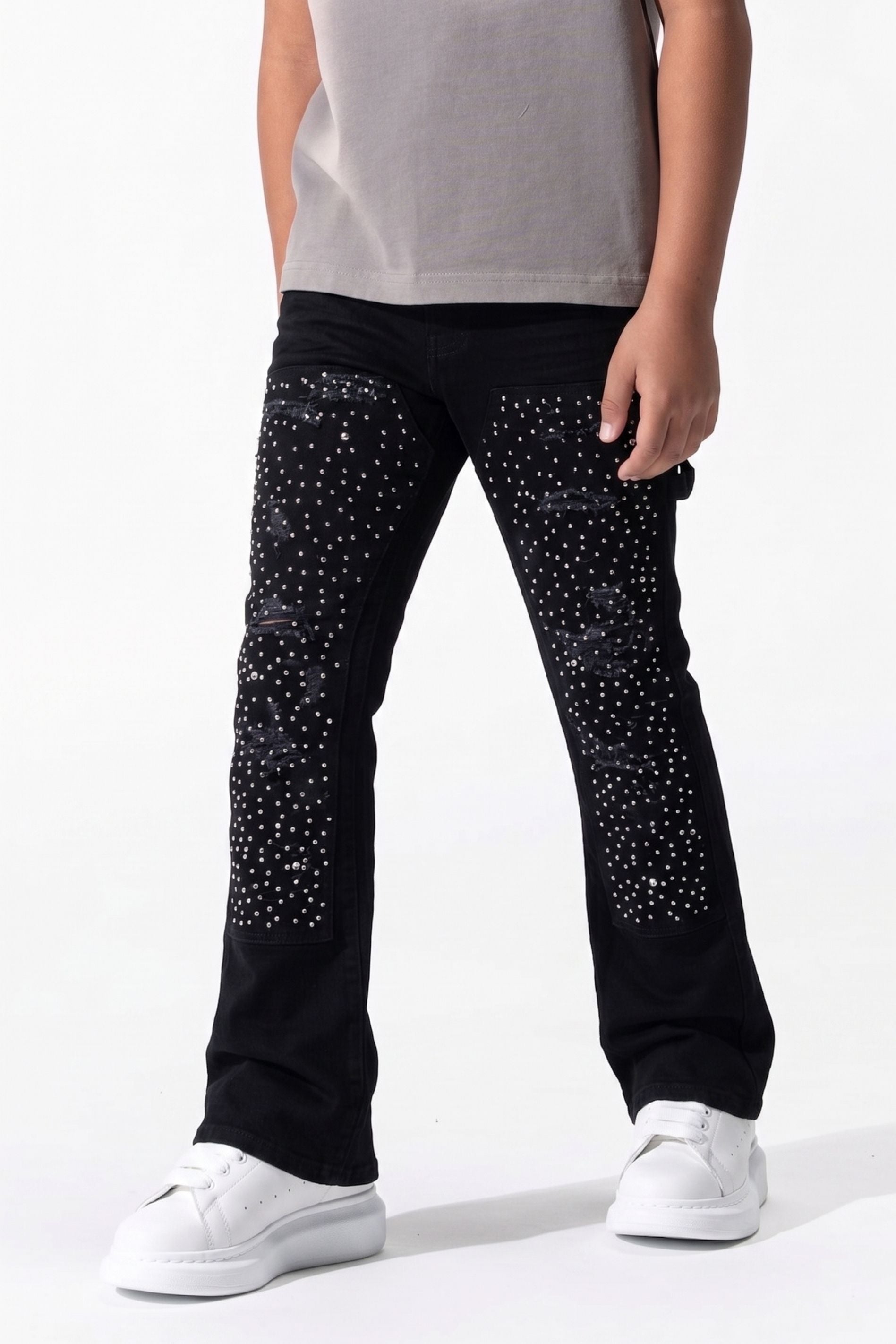 BOY'S RHINESTONE JEANS - JET BLACK