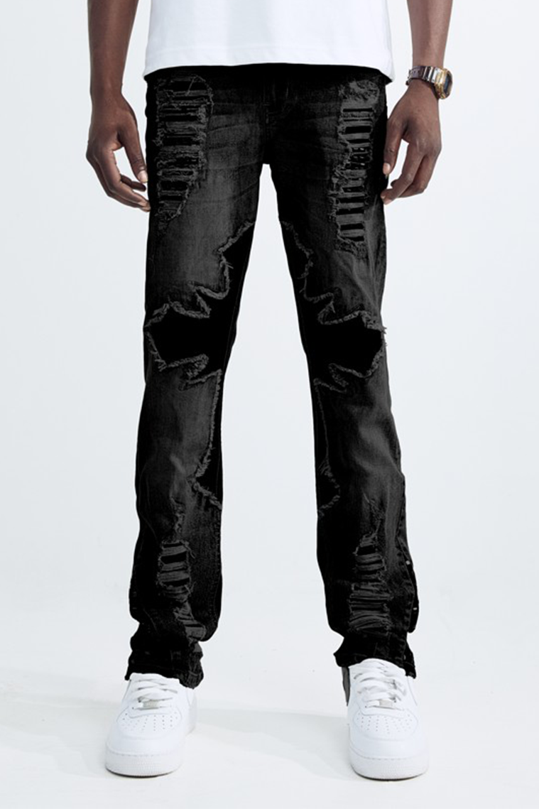 Black Light Men's Straight Fit Holy Jeans - Black