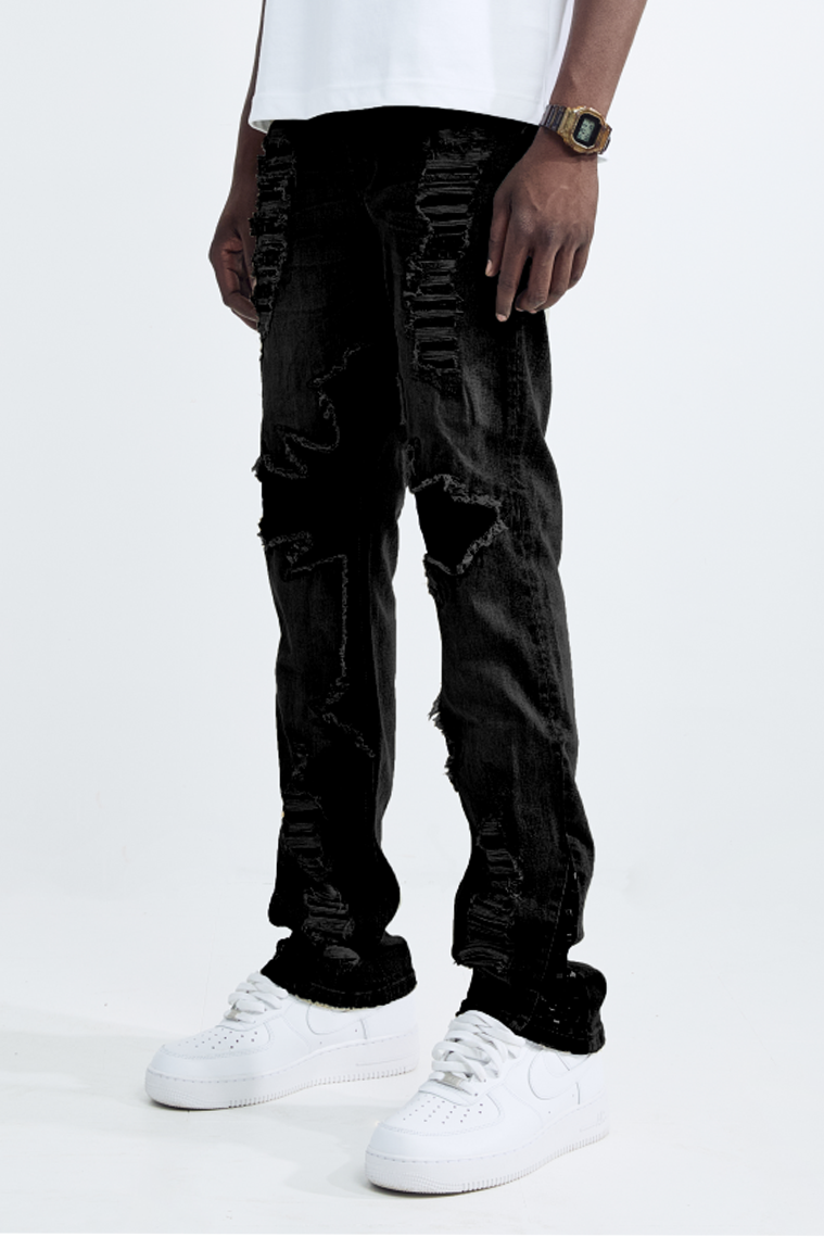 Black Light Men's Straight Fit Holy Jeans - Black