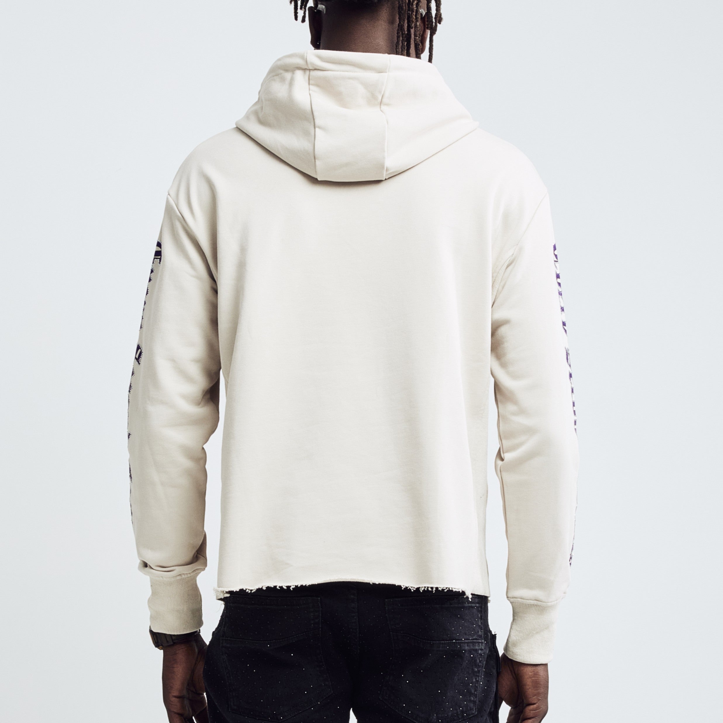 Black Light Men's Long Sleeve Money Grab Graphic Hoodie - Cream