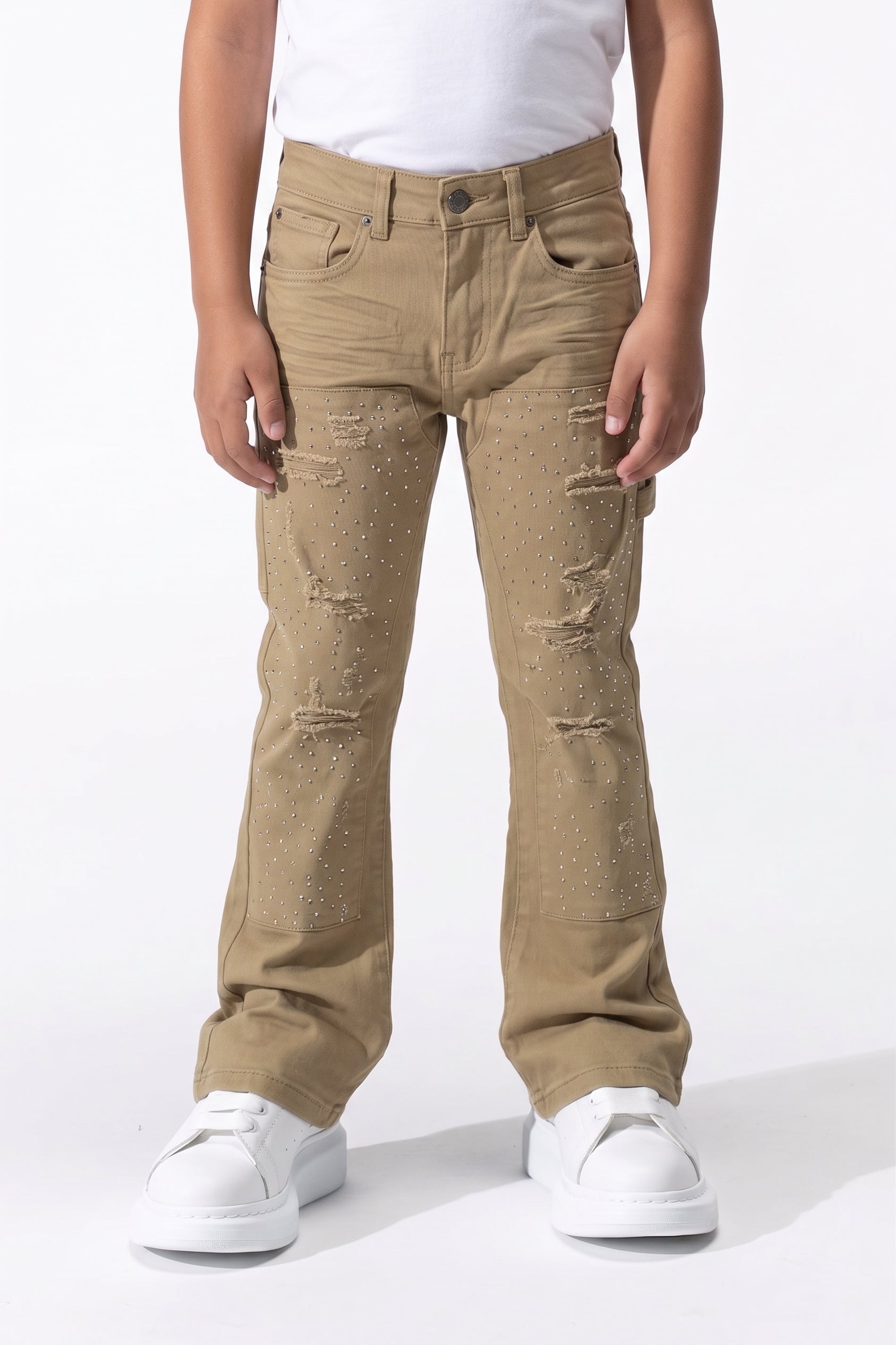 BOY'S RHINESTONE JEANS - KHAKI