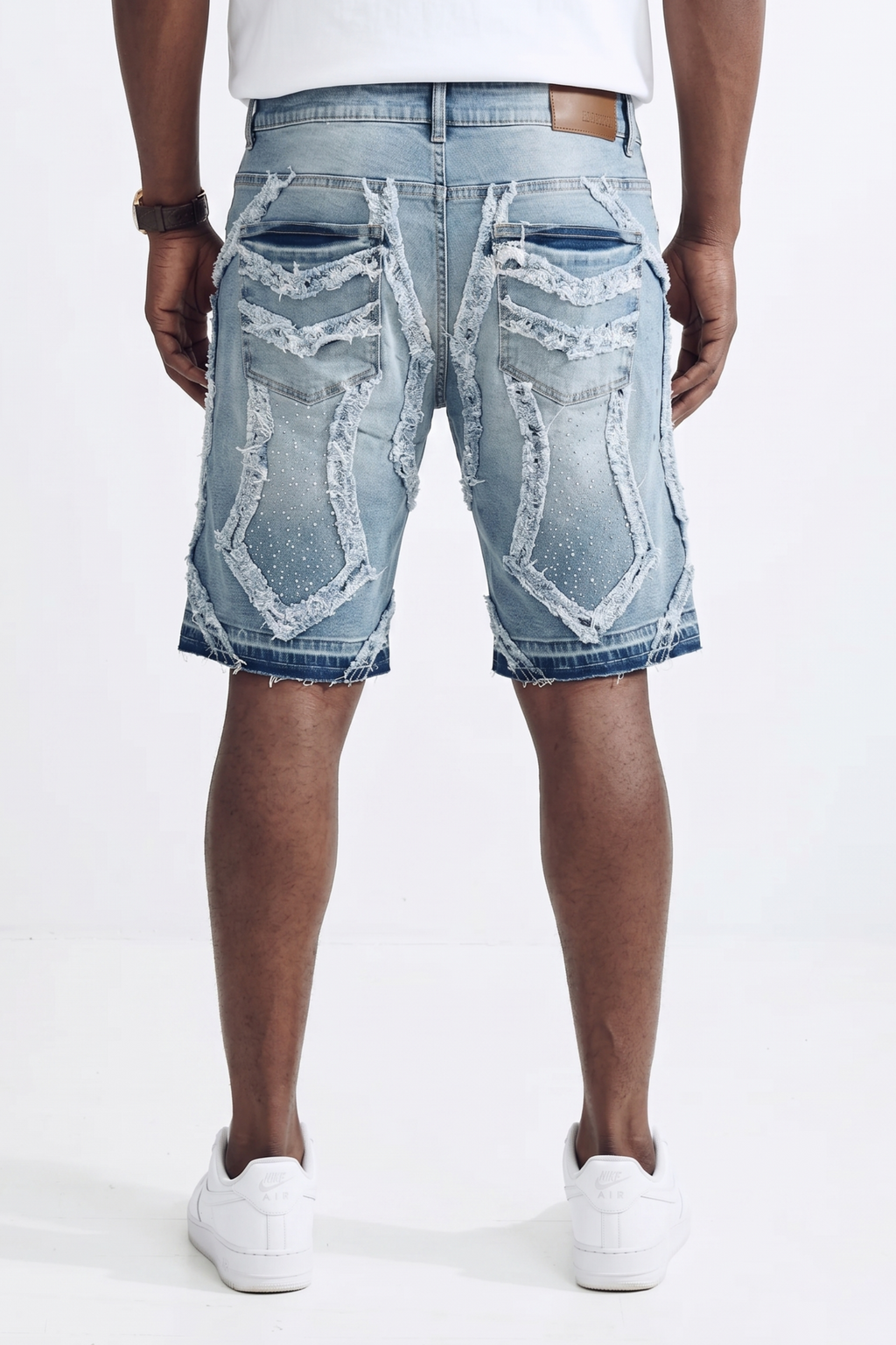 PATCHWORK SHORTS - ICE BLUE