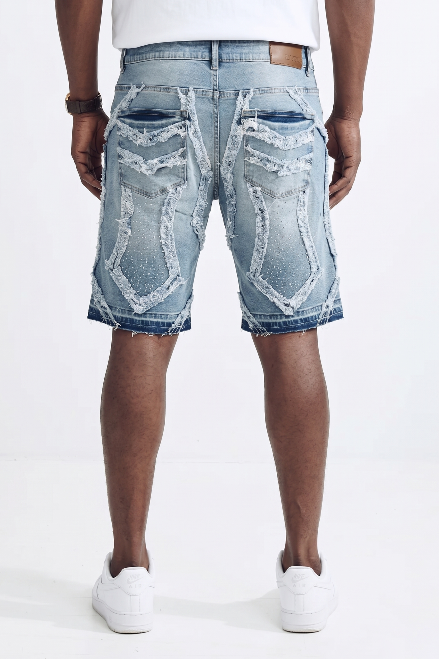 PATCHWORK SHORTS - ICE BLUE