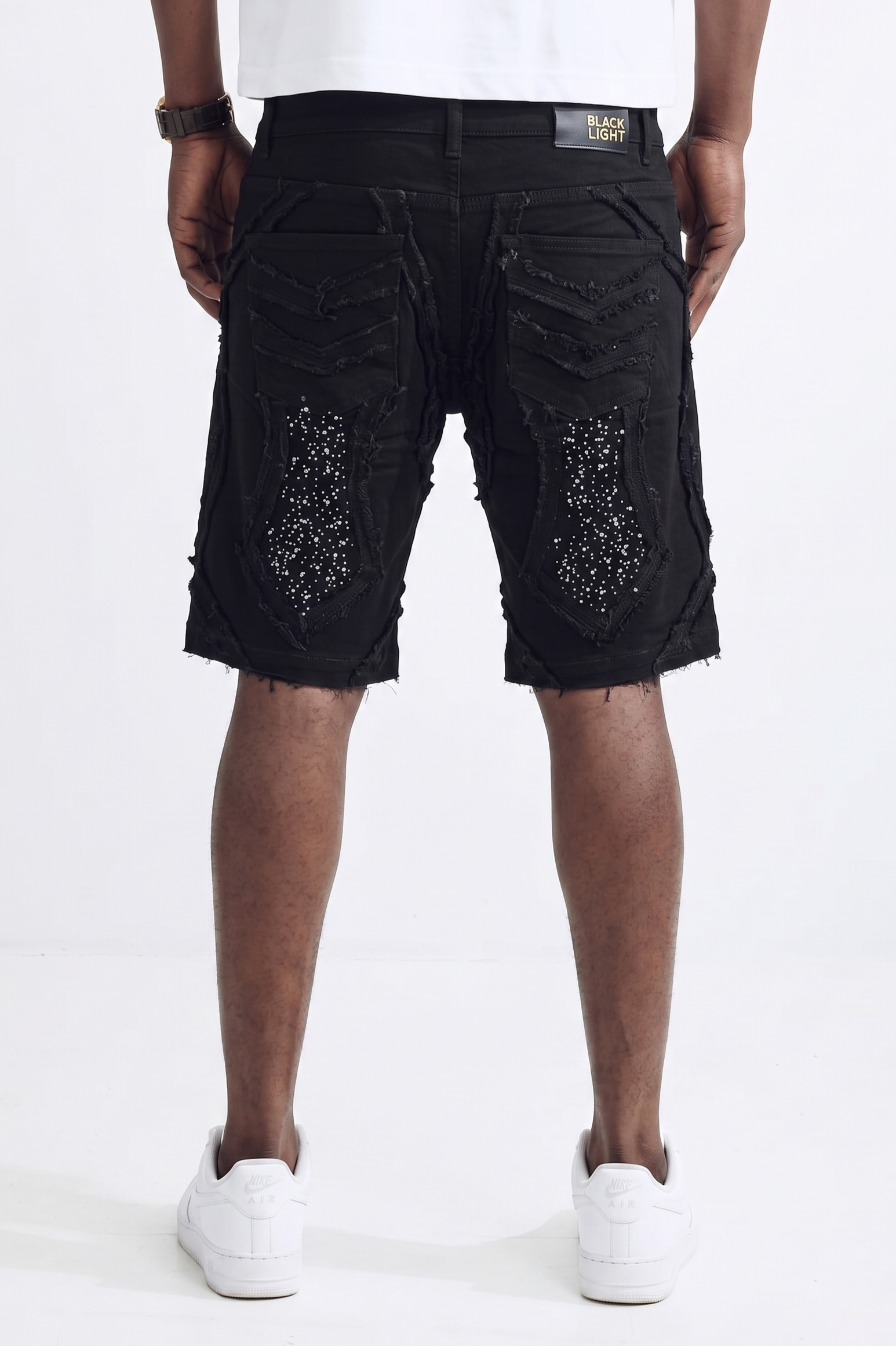 PATCHWORK SHORTS - JET BLACK