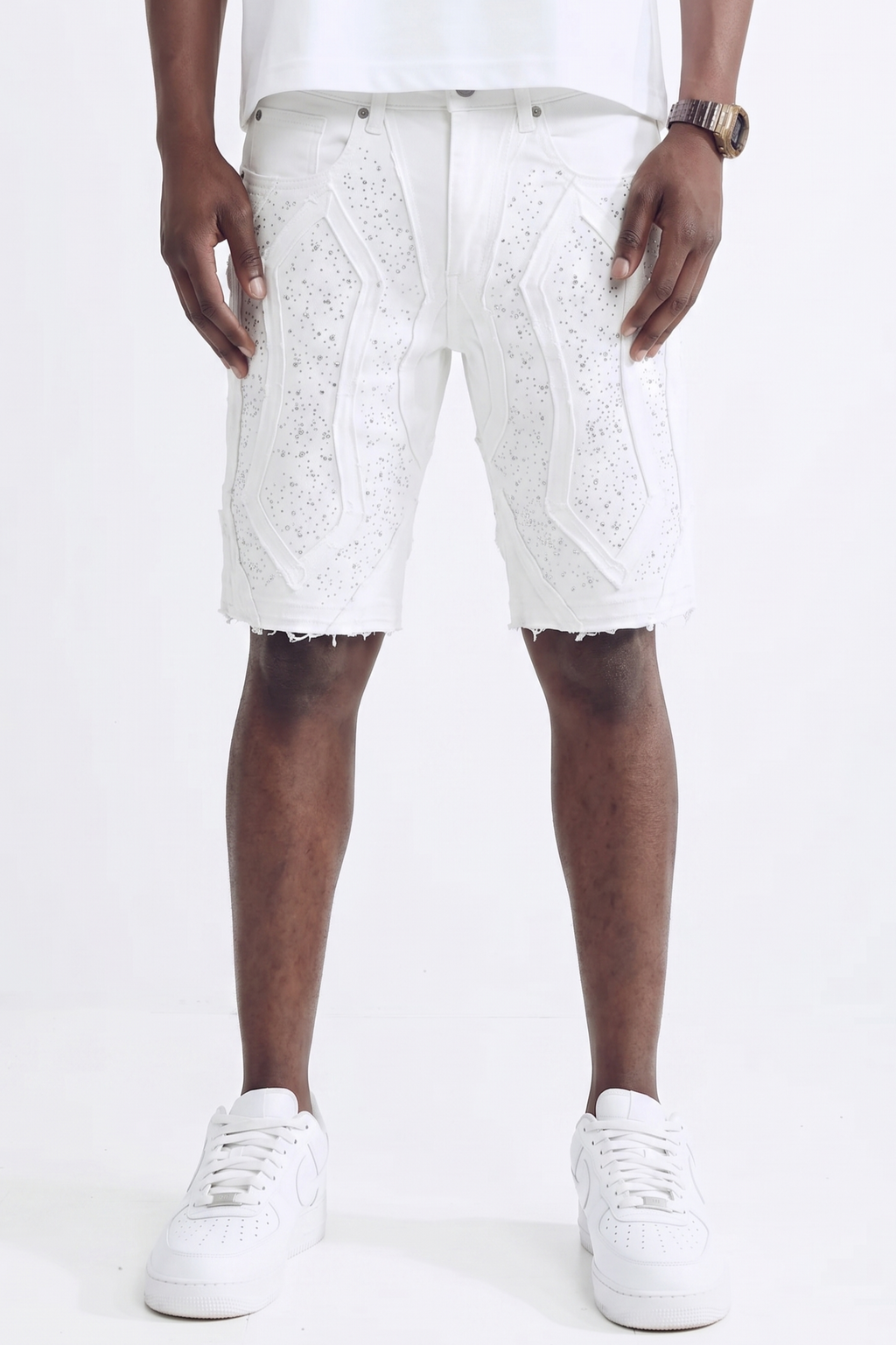 PATCHWORK SHORTS - WHITE