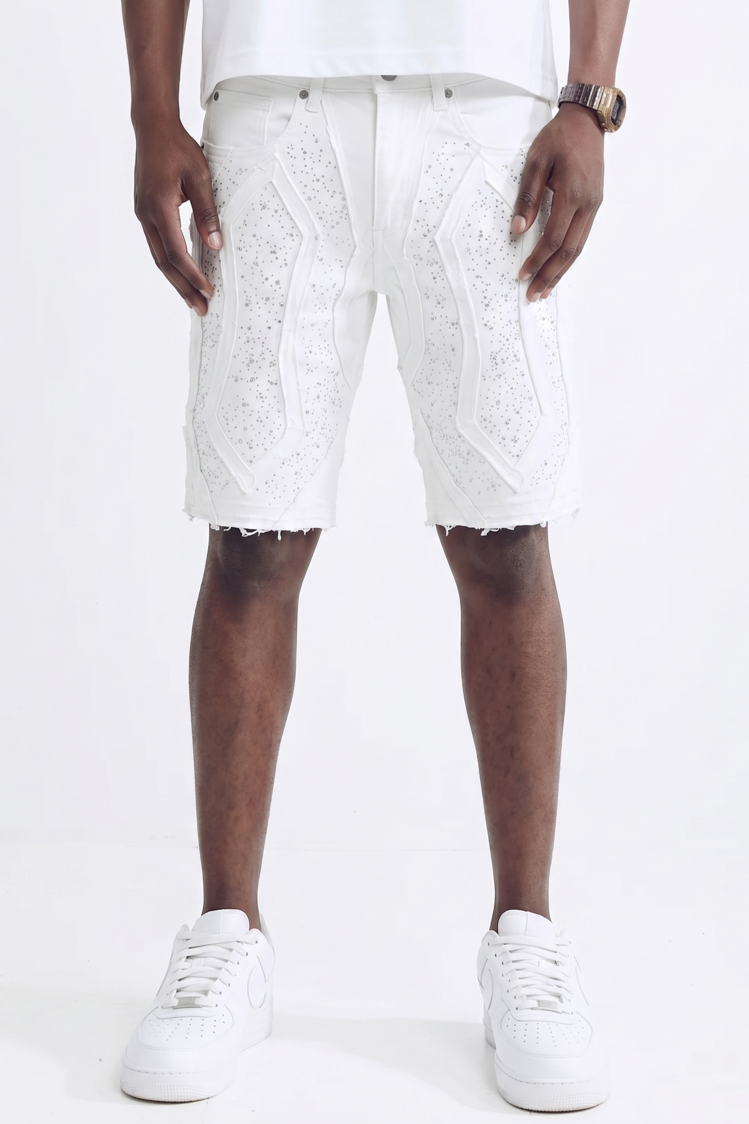 PATCHWORK SHORTS - WHITE