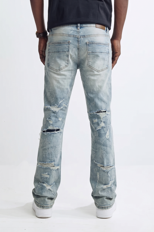BEADED JEANS - ICE BLUE