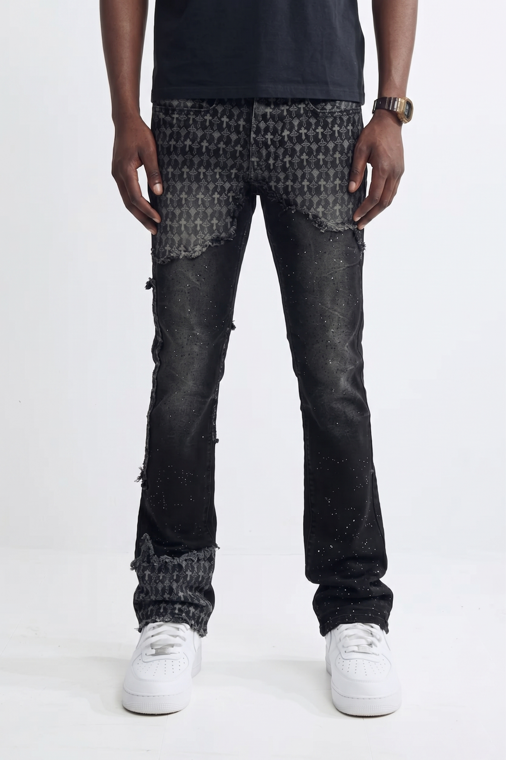 MONOGRAM JEANS - BLACK